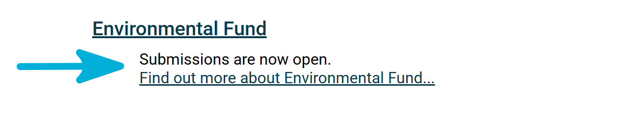A listed round for 'Environmental Fund', highlighting that no close date and time message shows.