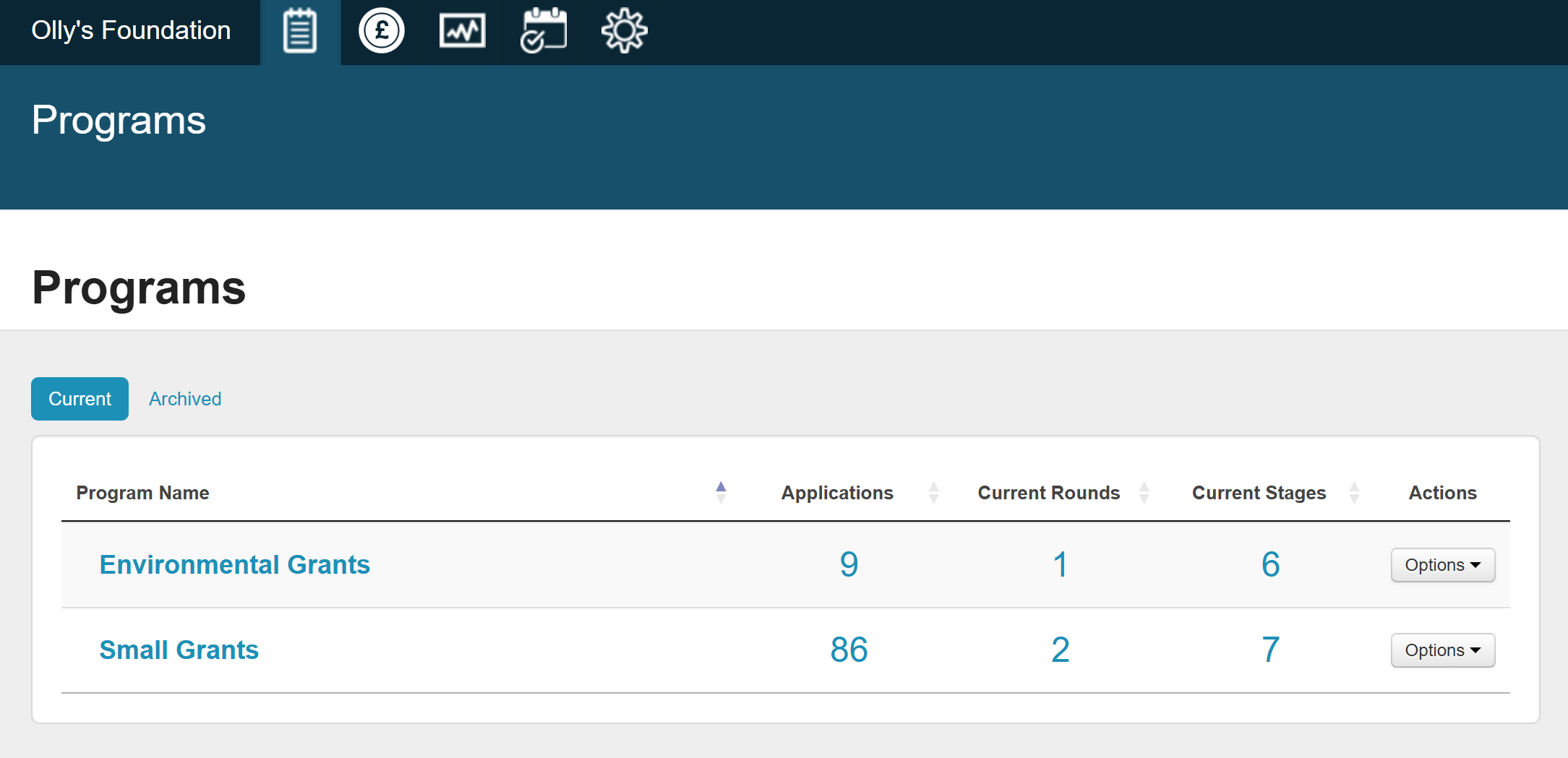A Standard User's Programs view.