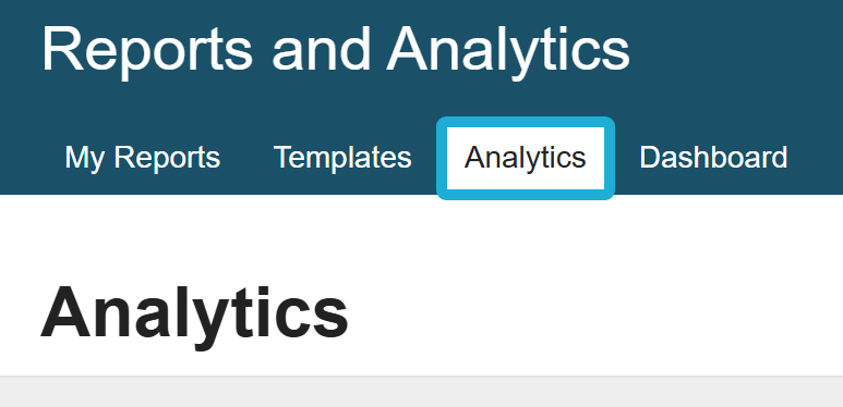 Highlighting the Analytics tab from the Reports page.