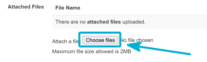 Highlighting the Choose files button.