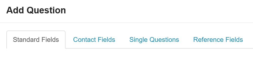 The Add Question window from the form editor.