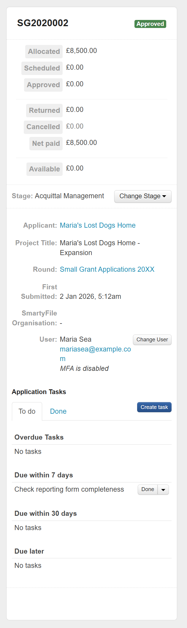 Example of an application sidebar.