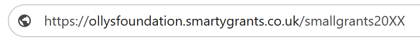 An example of an applicant site URL that ends in smartygrants.co.uk.