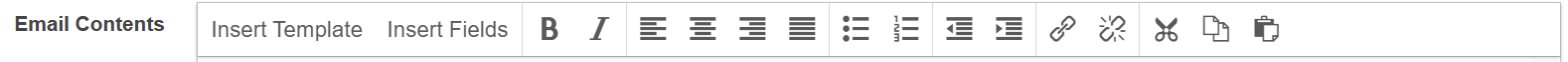The toolbar from the top of the Email Contents box.